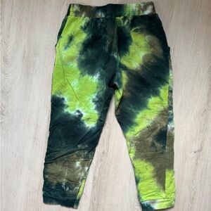 Green and Black Tie-Dye Sweatpants Relaxed Fit